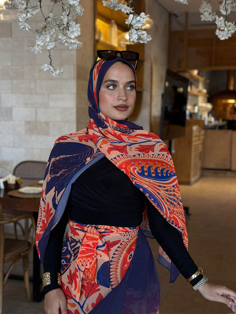 Chiffon Majesty set (cover up and scarf)